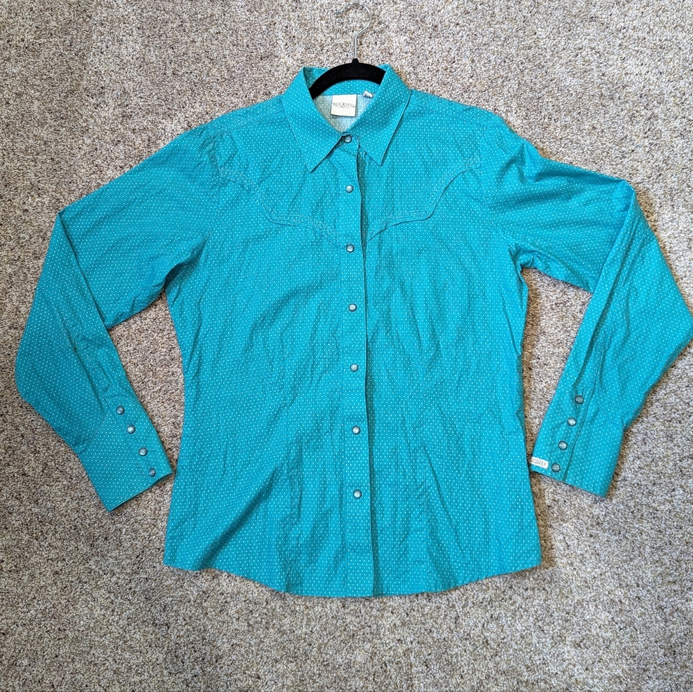 Rockies 100% Cotton Women's Pearl Snap Button Up Size M